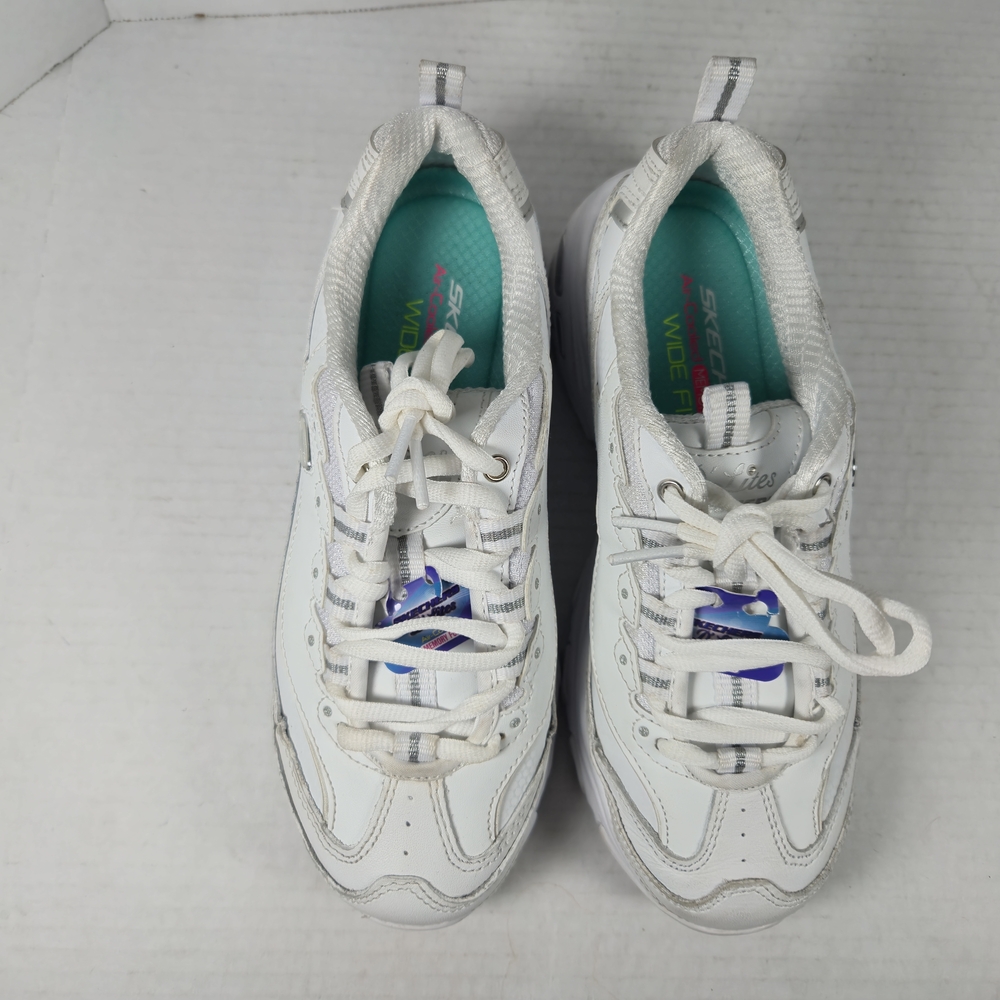 Skechers D'Lites Fresh Start Walking White and Silver Sneakers Size 5 1/2 Wide - Picture 2 of 13